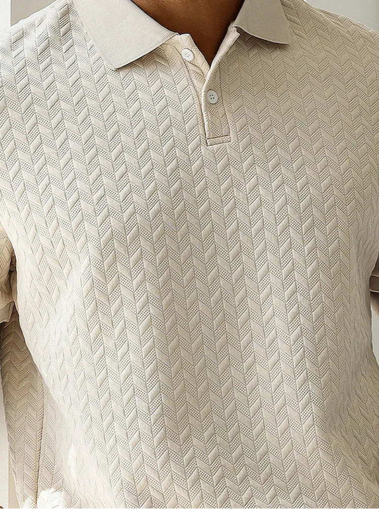 Men’s Textured Knit Polo Shirt