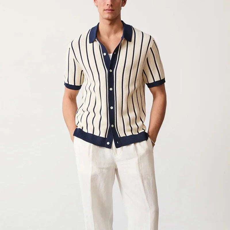 Men’s Retro Knit Striped Shirt