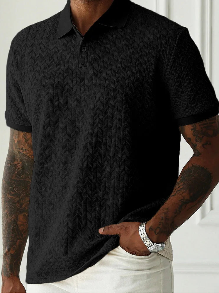 Men’s Textured Knit Polo Shirt