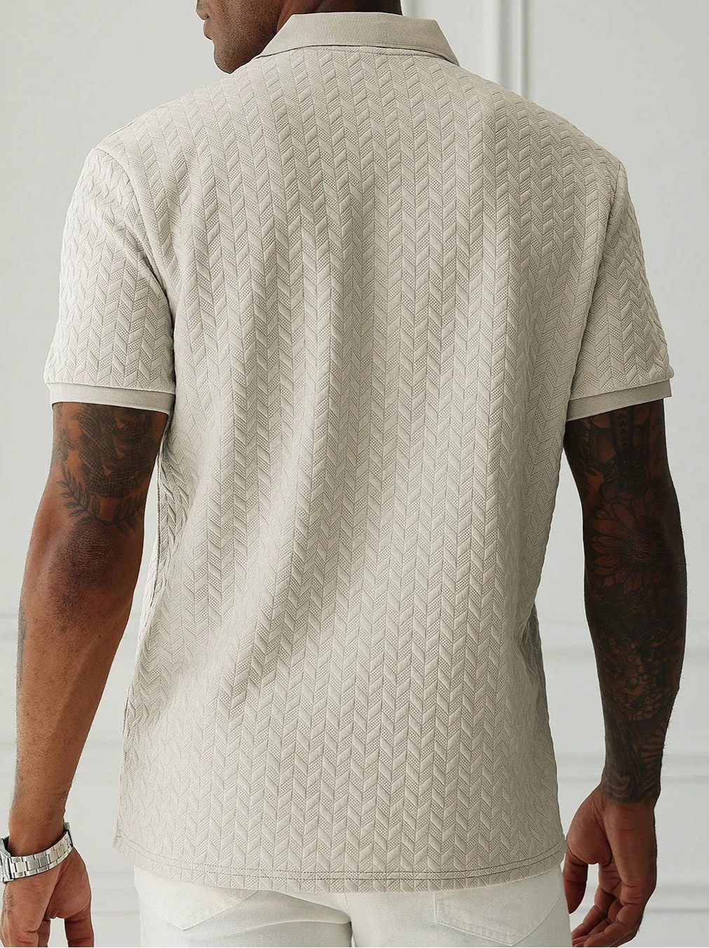 Men’s Textured Knit Polo Shirt