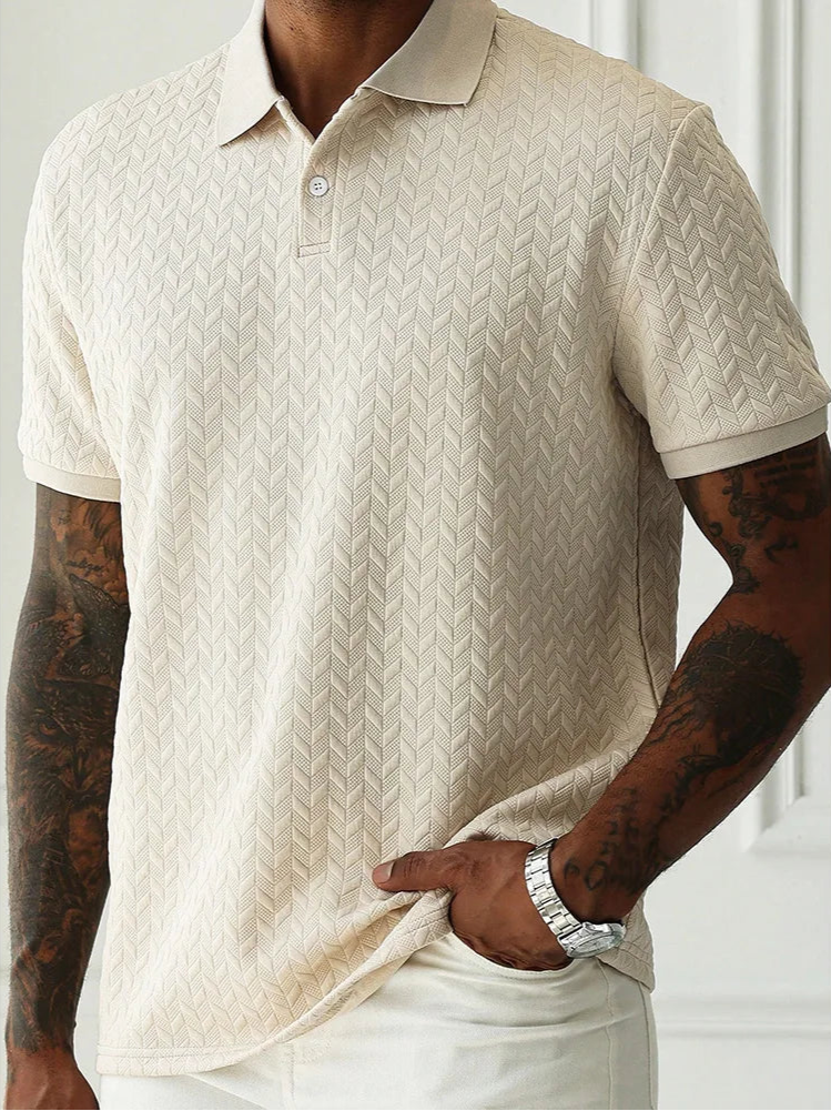 Men’s Textured Knit Polo Shirt