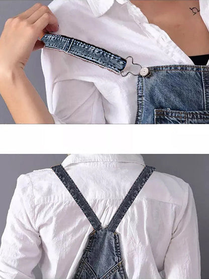 Cozyleido Denim Overalls Dress