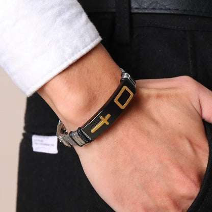 Men’s Mesh Steel Cross Bracelet