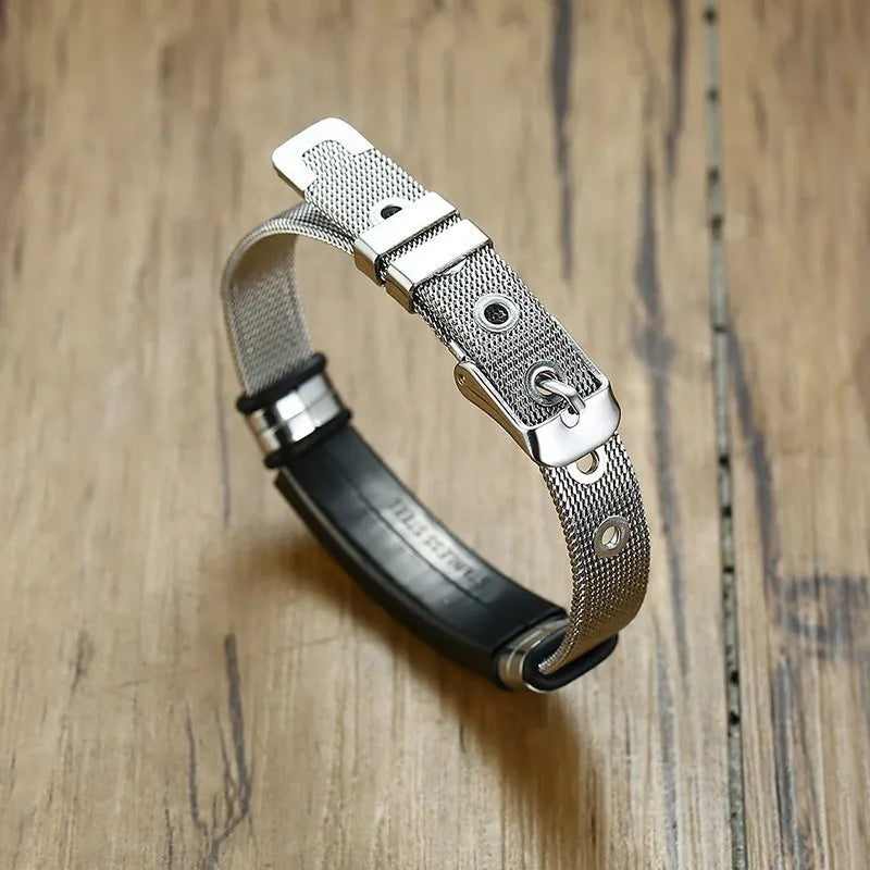 Men’s Mesh Steel Cross Bracelet