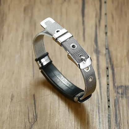 Men’s Mesh Steel Cross Bracelet