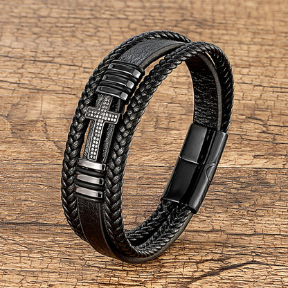 Faith-Forged Braided Cross Bracelet