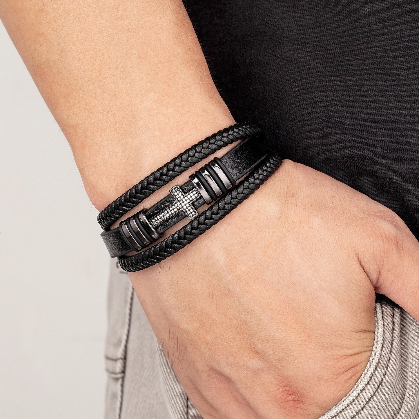 Faith-Forged Braided Cross Bracelet