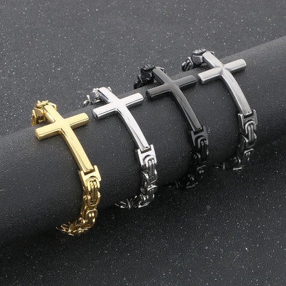 Men’s Steel Link Cross Bracelet