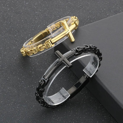 Men’s Steel Link Cross Bracelet