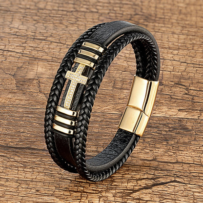 Faith-Forged Braided Cross Bracelet