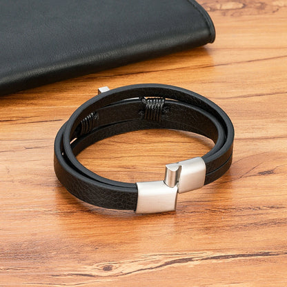 Faith-Forged Leather Cross Bracelet