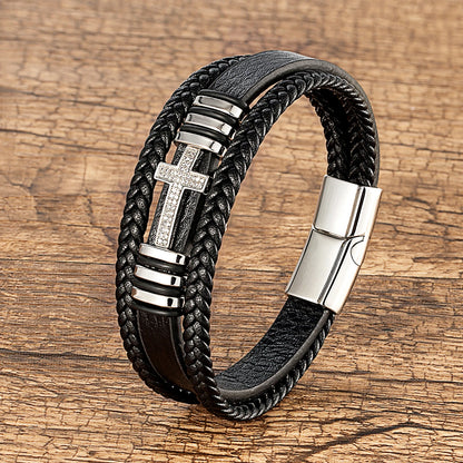 Faith-Forged Braided Cross Bracelet