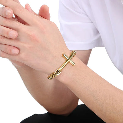 Men’s Steel Link Cross Bracelet