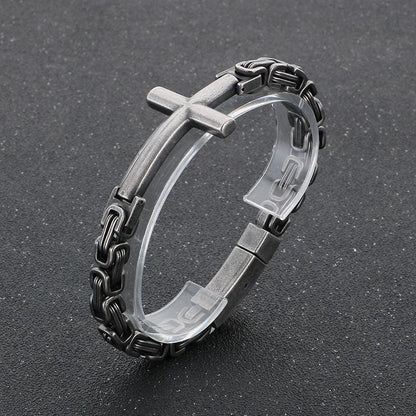 Men’s Steel Link Cross Bracelet