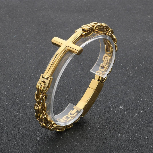 Men’s Steel Link Cross Bracelet