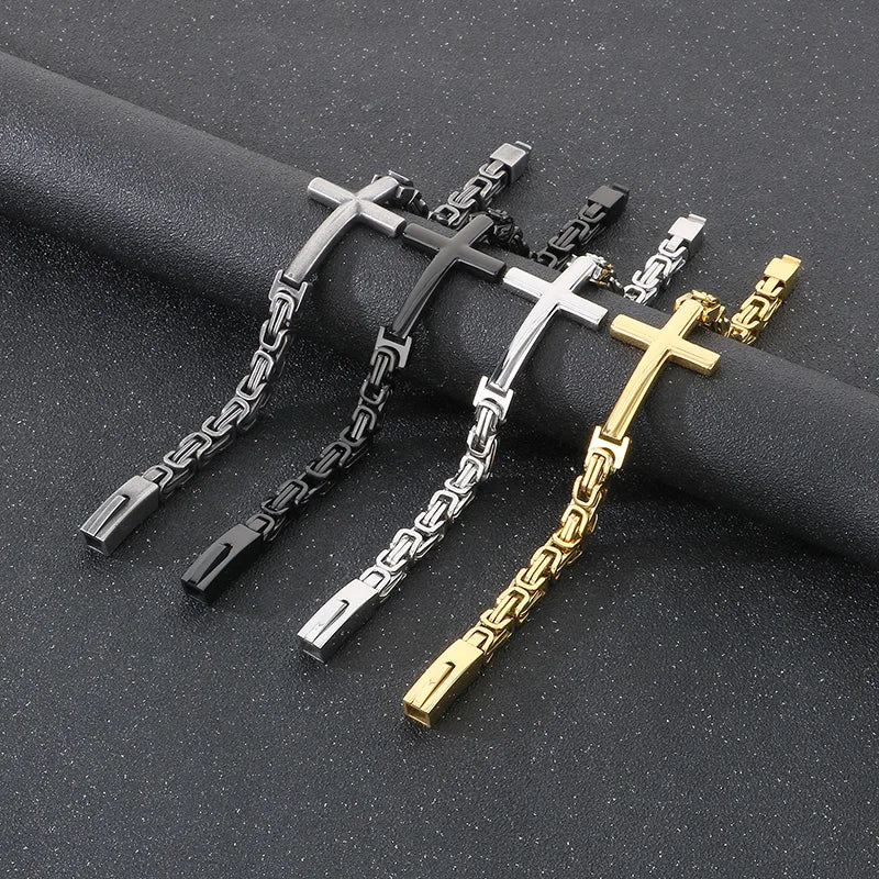 Men’s Steel Link Cross Bracelet