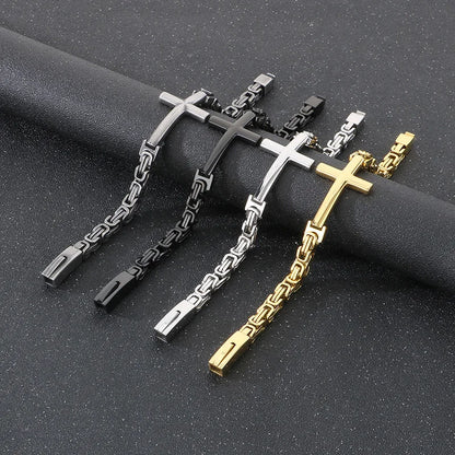 Men’s Steel Link Cross Bracelet