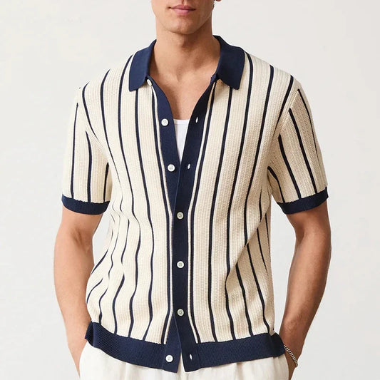 Men’s Retro Knit Striped Shirt
