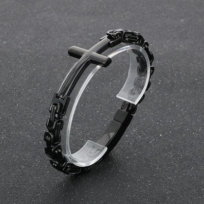 Men’s Steel Link Cross Bracelet